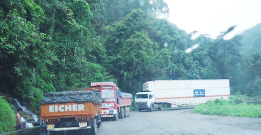 Charmadi Ghat used by heavy trucks ignoring the ban 